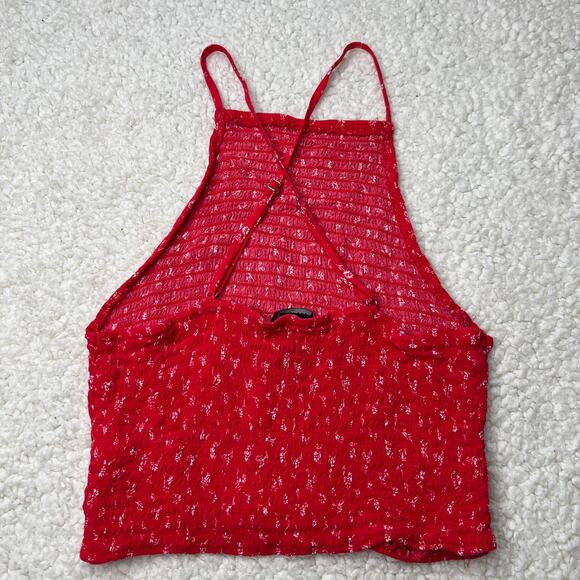 Forever 21 Red Print Crop Top Small - Picture 3 of 7